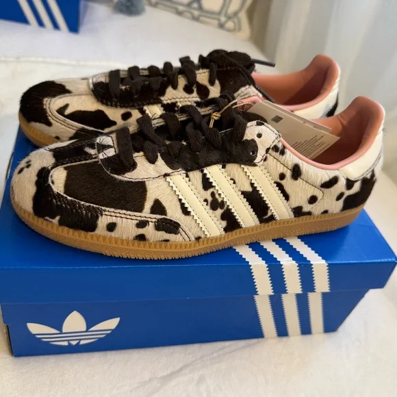 ADIDAS SAMBA OG Cow Print size 7.5 Women Sneakers Animal Print Gum Sole NWT - Picture 10 of 15